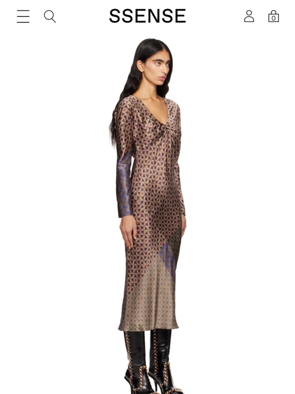 Dries Van Noten Multicolor Patterned Long-Sleeve Midi Dress NWT - Picture 2 of 3